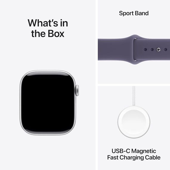 Apple Watch Series 11 [GPS 42mm] Smartwatch with Silver Aluminum Case with Purple Fog Sport Band - S/M. Sleep Score, Fitness Tracker, Health Monitoring, Always-On Display, Water Resistant MEU64RK/A, Velicina sata: 42mm case + Small/Medium band, Color: Silver Aluminum Case w/ Purple Fog Sport Band, 2 image