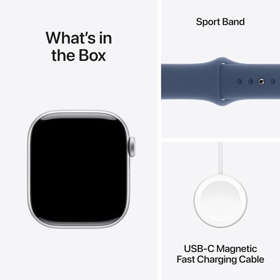 Apple Watch Series 10 [GPS 42mm case] Smartwatch with Silver Aluminium Case with Denim Sport Band - S/M. Fitness Tracker, ECG App, Always-On Retina Display, Water Resistant, Velicina sata: 42mm case + Small/Medium band, Color: Silver Aluminium Case with Denim Sport Band, 2 image