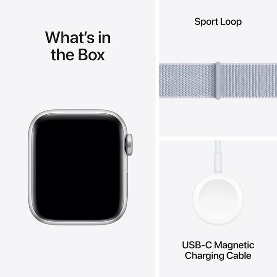 Apple Watch SE (2nd Gen) [GPS 40mm] Smartwatch with Silver Aluminum Case with Blue Cloud Sport Loop One Size. Fitness and Sleep Trackers, Crash Detection, Heart Rate Monitor, Carbon Neutral, Velicina sata: 40mm Case + Small/Medium band, Color: Silver Aluminum Case with Blue Cloud Sport Loop, 2 image