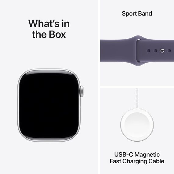 Apple Watch Series 11 [GPS 46mm] Smartwatch with Silver Aluminum Case with Purple Fog Sport Band - M/L. Sleep Score, Fitness Tracker, Health Monitoring, Always-On Display, Water Resistant, Velicina sata: 46mm case + Medium/Large band, Color: Silver Aluminum Case w/ Purple Fog Sport Band, 2 image