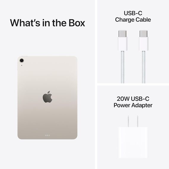 Apple iPad Air 11-inch with M3 chip Built for Apple Intelligence, Liquid Retina Display, 256GB, 12MP Front/Back Camera, Wi-Fi 6E, Touch ID, All-Day Battery Life — Starlight, Velicina hard diska: 256GB, Color: Starlight, 2 image