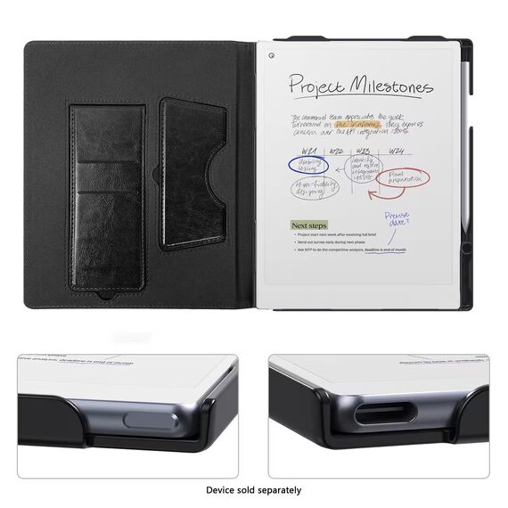 SaharaCase - Indy Series Bi-Fold Folio Case for reMarkable Paper Pro - Black, 3 image