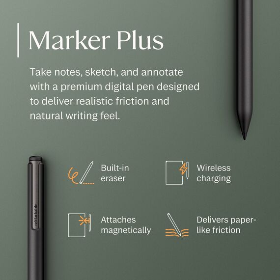reMarkable - Paper Pro Move - 7.3" Paper Tablet with Marker Plus and Premium Leather Book Folio - Black, 10 image