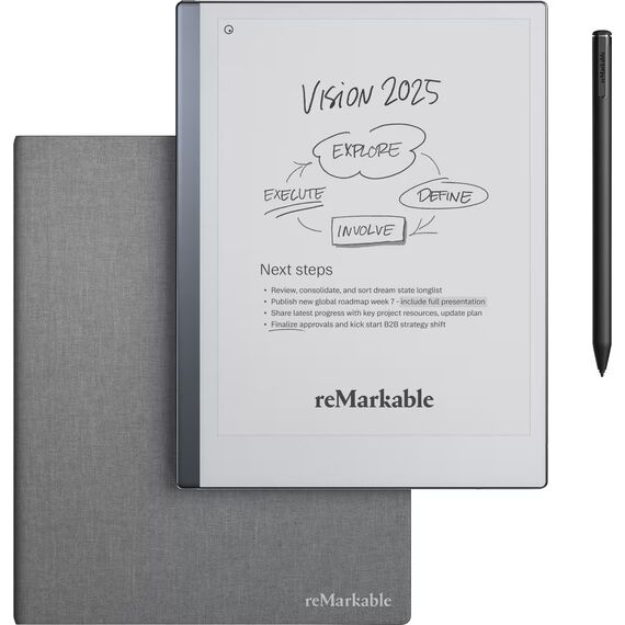 reMarkable - 2 - 10.3” Paper Tablet with Marker Plus and Polymer Weave Book Folio - Gray