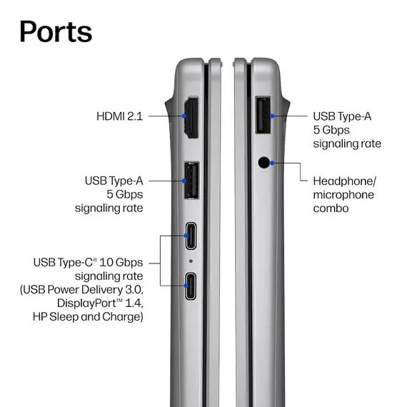 HP - OmniBook 3 - 14" 2K OLED Laptop - Snapdragon X (8-Core CPU) - 16GB Memory - 256GB SSD - Copilot+ - 41+ Hrs Battery Life¹ - Nouvelle Silver, 2 image