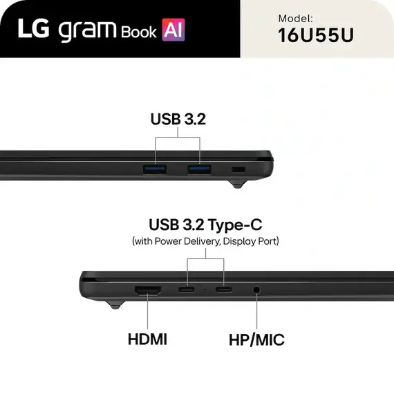 LG - gram Book 16" 120Hz Touch-Screen Laptop WUXGA AMD Ryzen AI 7 445 Processor with 16GB RAM - 1TB SSD - Titan Black, 2 image