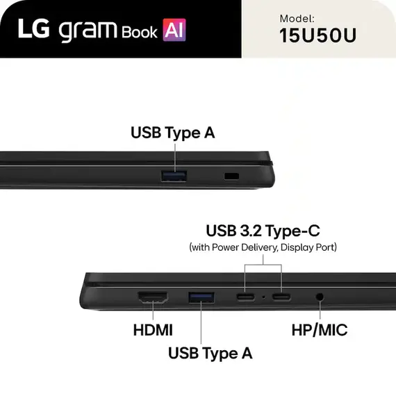 LG - gram Book 15" Touch-Screen Laptop FHD Intel Core Ultra 5 115U Processor with 32GB RAM - 512GB SSD - Titan Black, 2 image