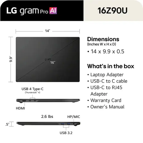 LG - gram Pro 16" 120Hz 3K OLED Laptop Intel Core Ultra X7 Processor 358H with 32GB RAM - 1TB SSD - Copilot + PC - Aerominum Black, 2 image