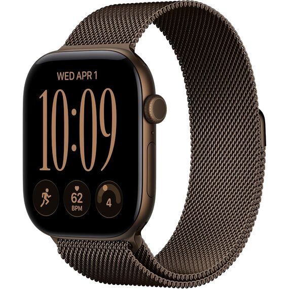 Apple Watch Series 12 GPS 46mm Smartwatch Dark Bronze Aluminum Case, Dark Bronze Milanese Loop - M/L. Health + Fitness + Sleep Tracking, Heart Rate, Safety, Velicina sata: 46mm, Color: Dark Bronze Aluminum w/ Dark Bronze Milanese Loop