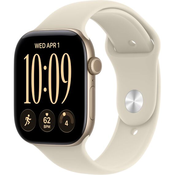 Apple Watch Series 12 GPS 46mm Smartwatch Light Gold Aluminum Case, Sand Sport Band - M/L. Health + Fitness + Sleep Tracking, Heart Rate, Safety, Velicina sata: 46mm, Color: Light Gold Aluminum Case with Sand Sport Band