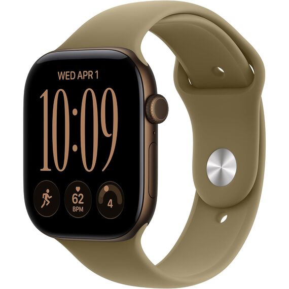 Apple Watch Series 12 GPS 46mm Smartwatch Dark Bronze Aluminum Case, Olive Sport Band - M/L. Health + Fitness + Sleep Tracking, Heart Rate, Safety, Velicina sata: 46mm, Color: Dark Bronze Aluminum Case with Olive Sport Band