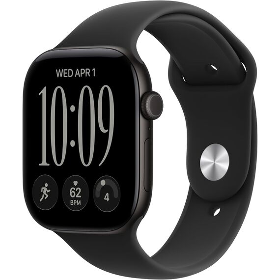 Apple Watch Series 12 GPS 46mm Smartwatch Black Aluminum Case, Black Sport Band - M/L. Health + Fitness + Sleep Tracking, Heart Rate, Safety, Velicina sata: 46mm, Color: Black Aluminum Case with Black Sport Band