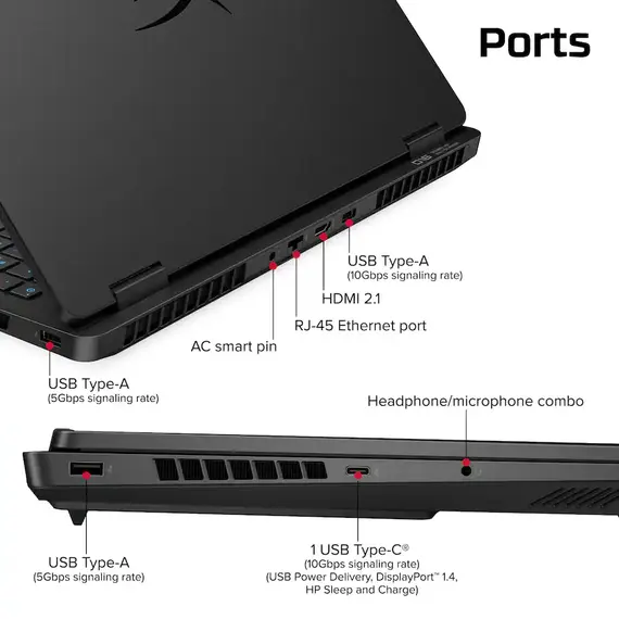HyperX - HP OMEN 16" 165Hz 2.5K OLED Gaming Laptop - AMD Ryzen 9 8940HX (2025) - 24GB Memory - NVIDIA GeForce RTX 5070 - 1TB SSD - Shadow Black, 2 image