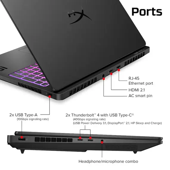 HyperX - HP OMEN MAX 16" 2K OLED Gaming Laptop - Intel Core Ultra 9 (2026) - 32GB Memory - NVIDIA GeForce RTX 5070 Ti - 1TB SSD - Shadow Black, 2 image
