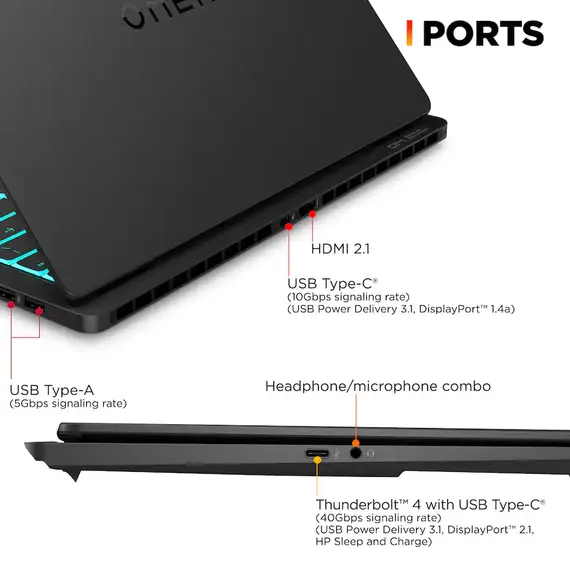 HP OMEN - Transcend 14" 120Hz 3K OLED Gaming Laptop - Intel Core Ultra 9 (2025) - 32GB Memory - NVIDIA GeForce RTX 5070 - 1TB SSD - Shadow Black, 2 image
