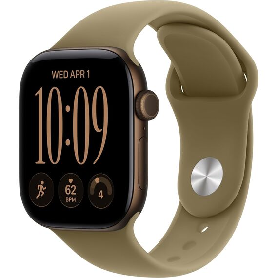 Apple Watch Series 12 GPS 42mm Smartwatch Dark Bronze Aluminum Case, Olive Sport Band - S/M. Health + Fitness + Sleep Tracking, Heart Rate, Safety, Velicina sata: 42mm, Color: Dark Bronze Aluminum Case with Olive Sport Band