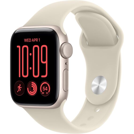 Apple Watch SE 3 GPS 40mm Smartwatch Starlight Aluminum Case, Sand Sport Band - S/M. Fitness + Sleep + Cycle Tracking, Heart Rate, Vitals, Safety, Velicina sata: 40mm, Color: Starlight