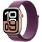 Apple Watch Series 10 [GPS 42mm case] Smartwatch with Rose Gold Aluminium Case with Plum Sport Loop. Fitness Tracker, ECG App, Always-On Retina Display, Carbon Neutral, Velicina sata: 42mm case + Small/Medium band, Color: Rose Gold Aluminium Case with Plum Sport Loop